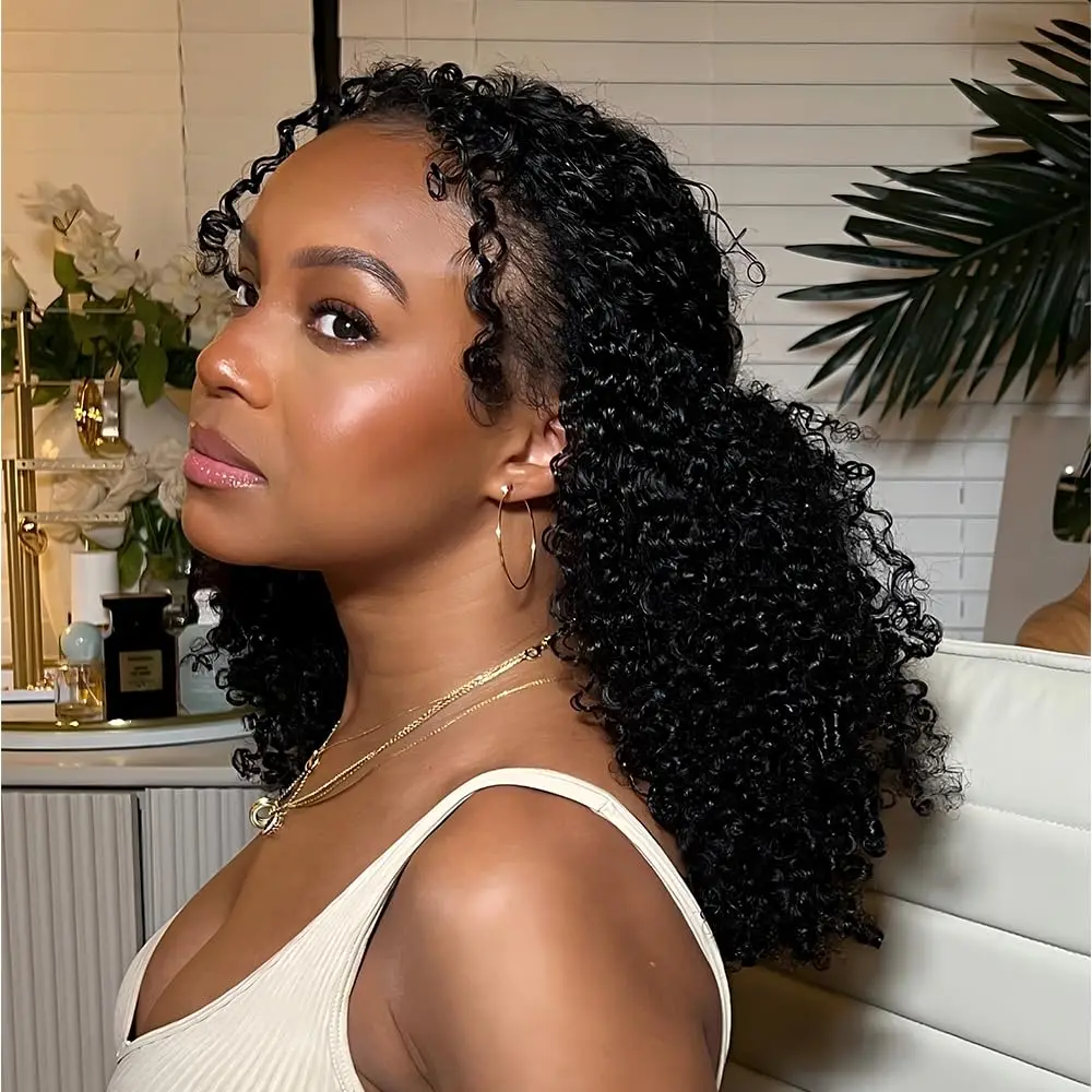 240g Afro Kinky Burmese Curly Crochet Human Hair Knotless Pre-Separated Crochet Feather Hair Extensions Curly Human Hair image 5