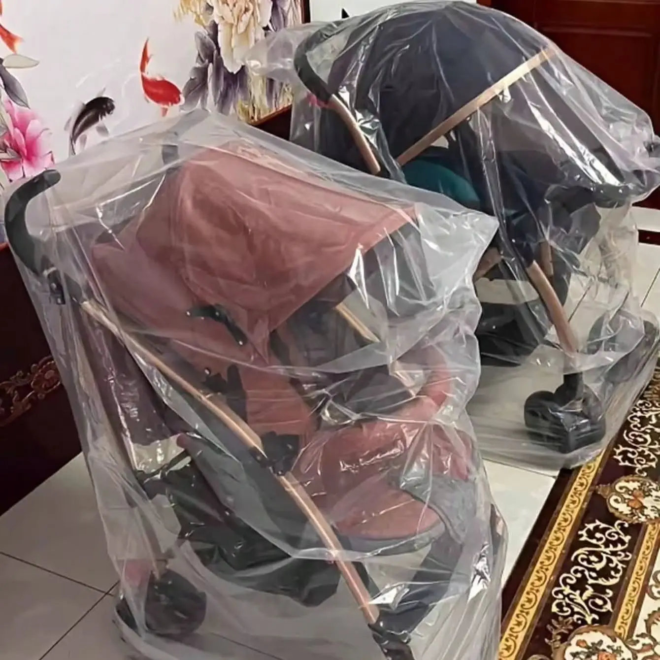 Clear Baby Stroller Dust Cover, Universal Transparent Stroller Protector, Dustproof Waterproof Weather Shield for Most Infant Pu