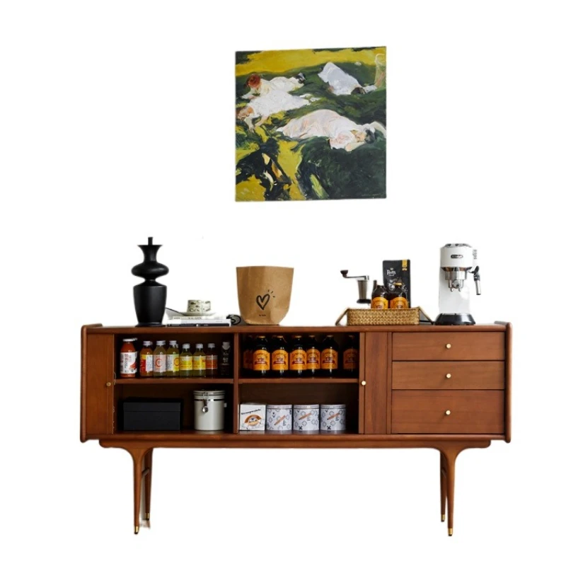 

Обеденный боковой шкаф из цельного дерева в скандинавском стиле, современный простой настенный шкафчик для гостиной