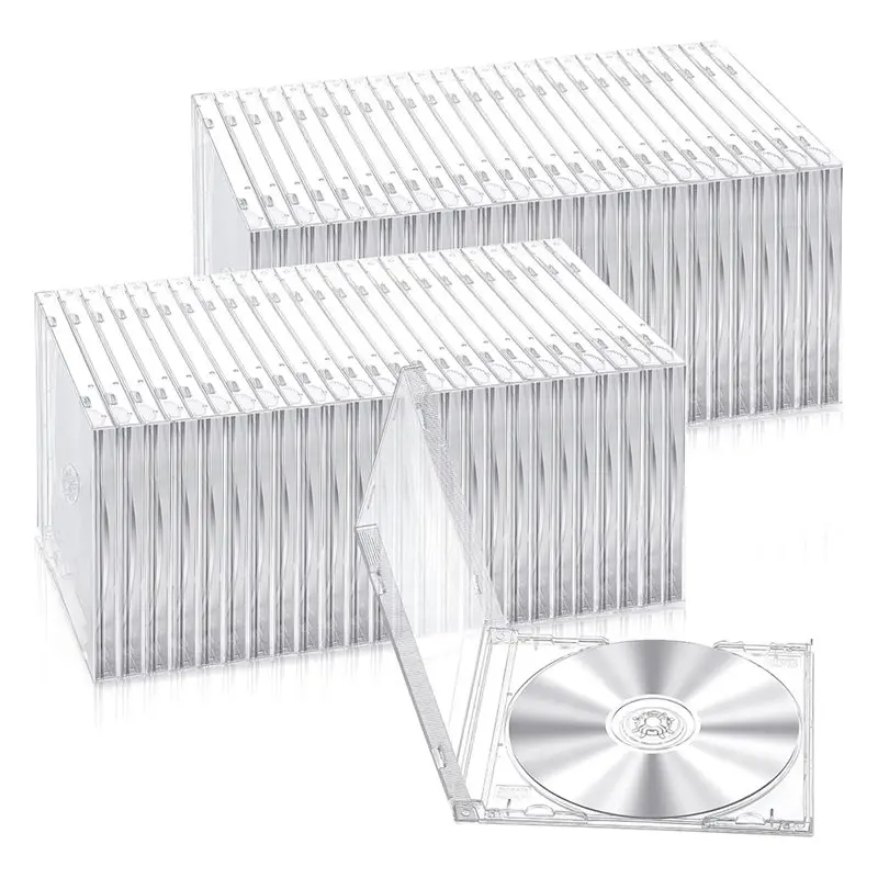 

Replacement CD Jewel Case 50-Pack Plastic For Storage CD Box Standard Single Clear DVD Cover Protection Package