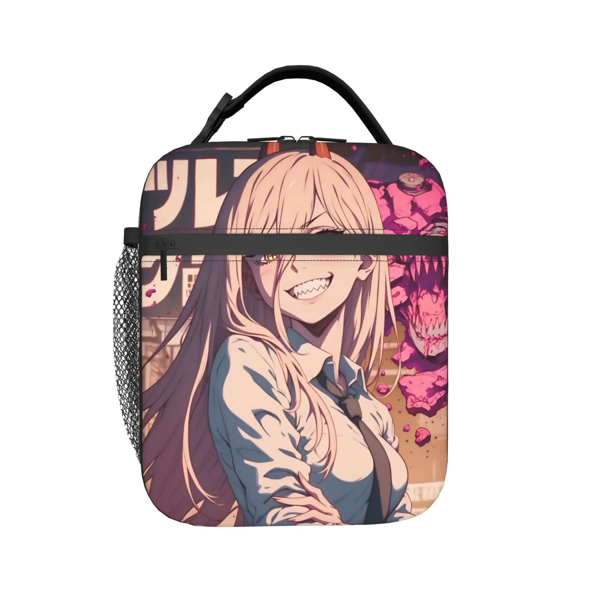 C-Chainsaws Man Power Manga Insulated Lunch Bag Thermal Bag Reusable,Lunch Container  Leakproof Tote Lunch Box Food Bag