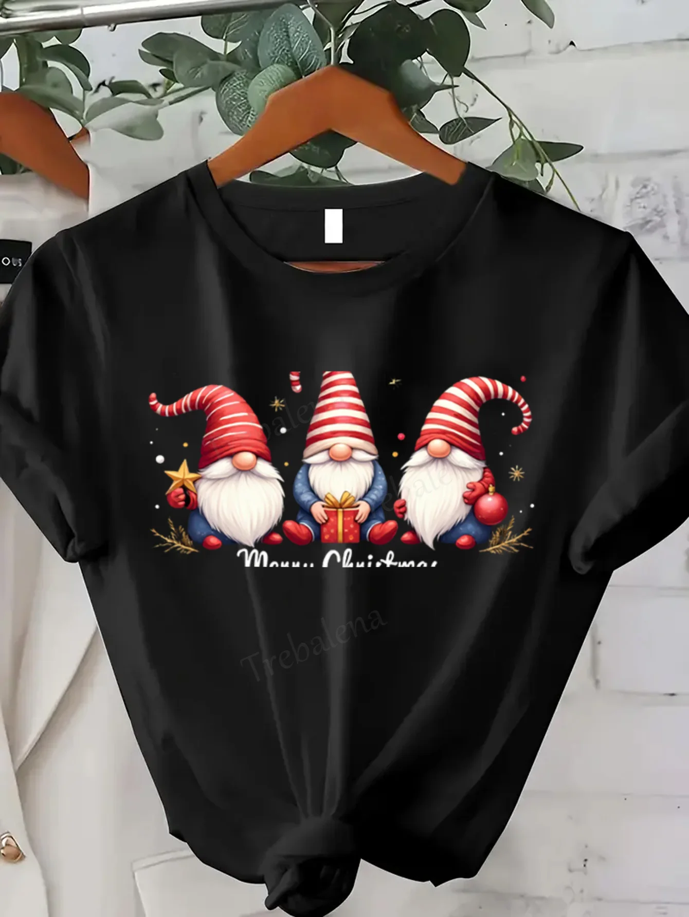 

Women T-shirt Christmas Gnomes T-Shirt Women's Casual Holiday Top