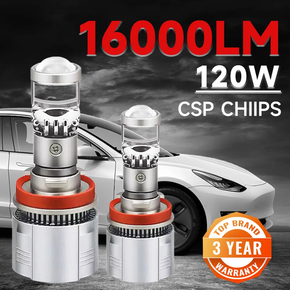 

2pcs H4 H7 LED Mini Projector Lens H8 H11 Canbus 9005 HB3 9006 HB4 16000LM Car Headlight Bulbs 6000K Lamp 12V 24V 120W RHD LHD