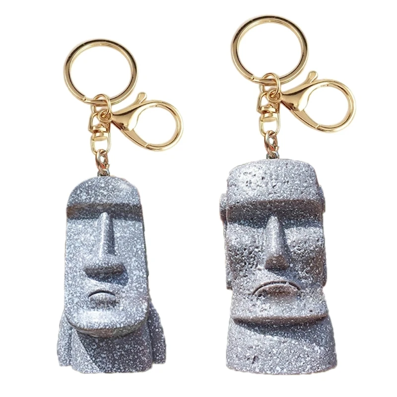 634C Key Jewelry Moai Figure Keyring Key Pendants Perfect Gift for Women and Men