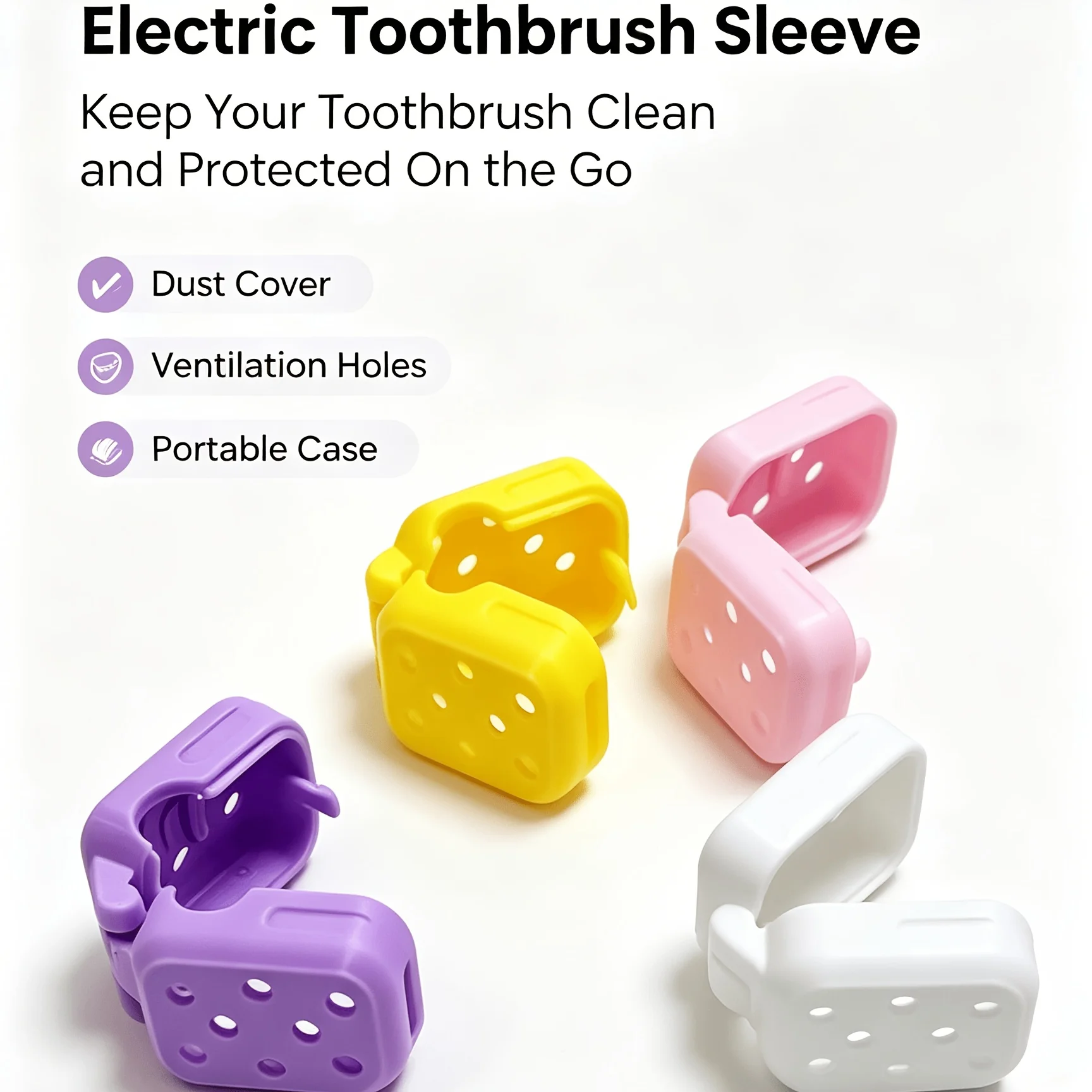 4PCS Electric Toothbrush Head Protective Cover Ventilation Holes Breathable Dustproof Travel Toothbrush Head Cap for Home Travel