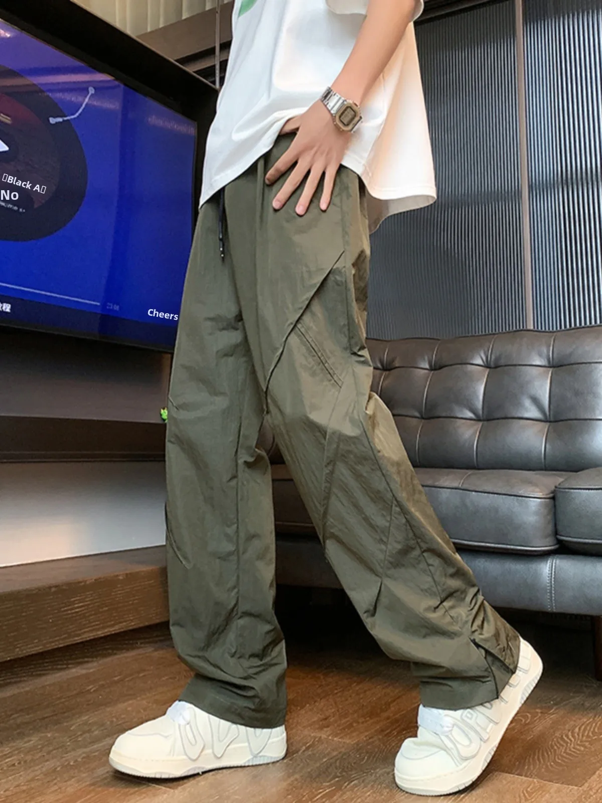 

Camouflage Green American Style Tactical Cargo Pants Men's Summer Foldable Outdoor Quick Dry Workwear Paratrooper Pants Trendy