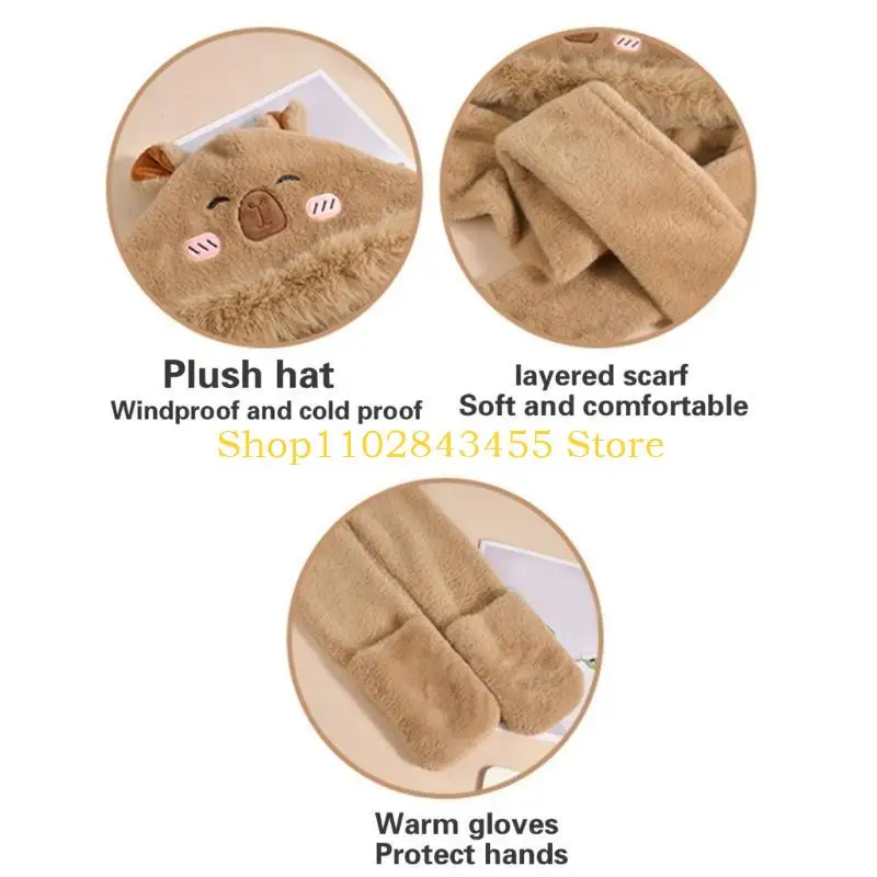 49MC الدب الأذن أفخم وشاح قفازات قبعة للطقس البارد إيرفلاب قبعة للطلاب فتاة في الهواء الطلق الشتاء النشاط الأذن قبعة واقية
