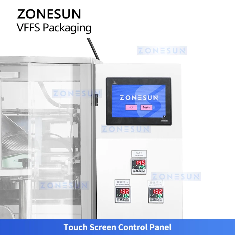 เครื่องบรรจุภัณฑ์อัตโนมัติ ZONESUN ZS-FS06 แบบ VFFS พร้อมเครื่องบรรจุผงแบบ Auger สำหรับผงซักฟอกและผงฆ่าเชื้อ