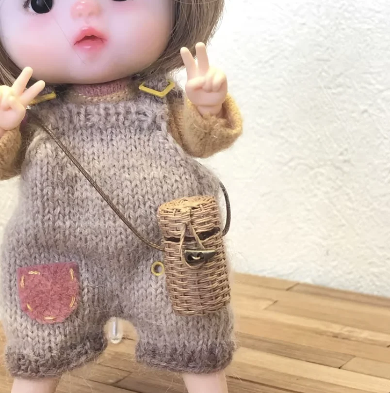 1/6 مصنوعات خوص مصغرة لبيت الدمى - سلة، سلة فواكه/خبز/زهرة، حقيبة، معلقة على الحائط، سلة أطفال |   الدعائم بيت الدمى الصغيرة