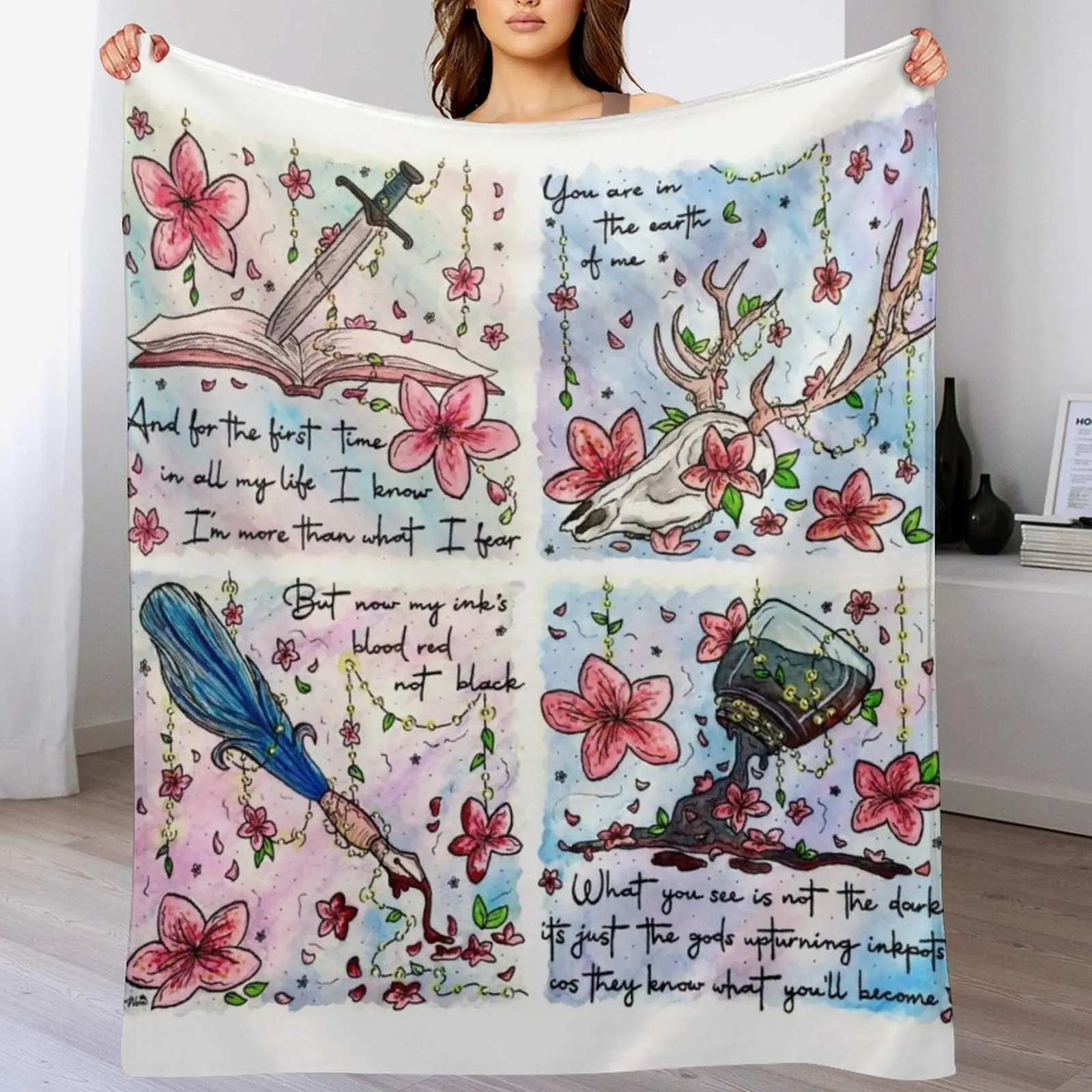 

Blossom Fairy Lights Series Ruin Edition Inspired by The Amazing Devil Throw Blanket Wrinkle free blanket bed