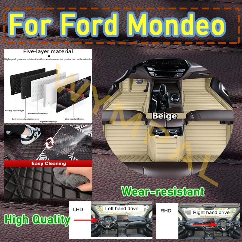 

Luxury Waterproof Car Floor Mats For Ford Mondeo Taurus MK5 2023 2024 2025 Foot Pads Floor Mats Carpets Car Accessories