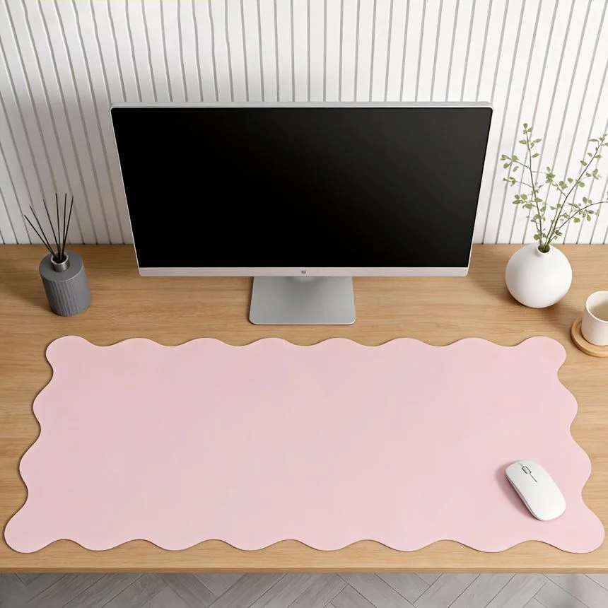 Wave Shaped PU Leather Desk Pad Non-Slip Large Small Mousepad Pc Game&Office Keyboard Mat Smooth pc Laptop Mat Waterproof Carpet