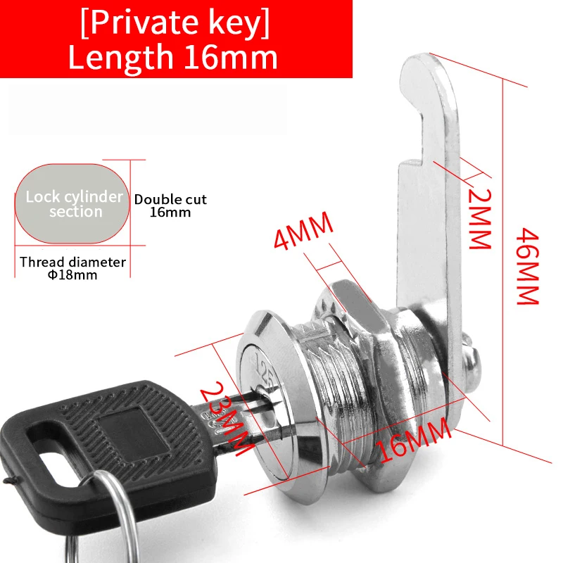 20 SETS Metalen Cilinderkast Beveiliging Locker Cam Lock Met 2 Sleutels Dezelfde Sleutel Verschillende Sleutel Beveiliging Brievenbus Slot Lade 16mm