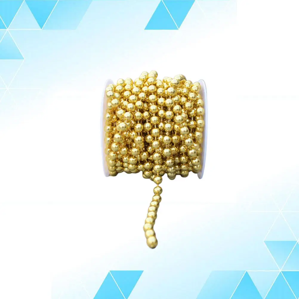 

10m Roll Electroplated Gold Fixed Round Beads Chain 8mm Glossy Surface Birthday Wedding Party Christmas DIY Decoration Garland