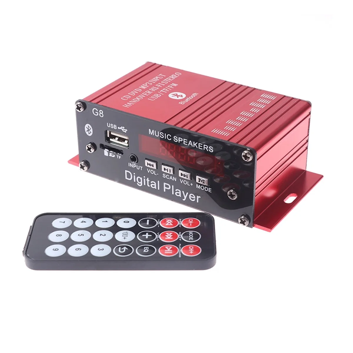 

G8 Car 12V 200W 4 Channel Digital Power Amplifier Stereo Bluetooth AUX FM MP3 with Remote Control