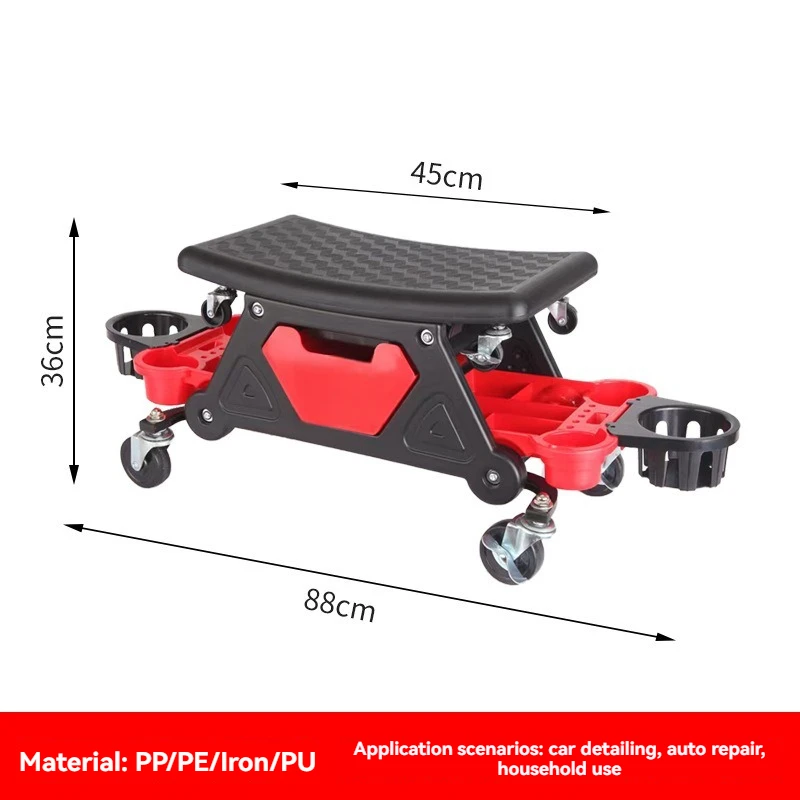 Auto Repair Shop Polishing Workbench, Car Beauty Washing Tool Bench with Detachable Seat Board & Sliding Crawler Structure