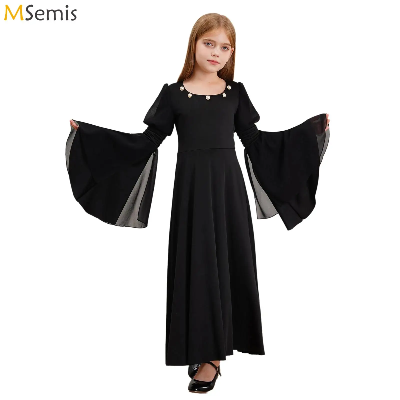 

Kids Girls Medieval Princess Dress Cosplay Fantasy Dark Retro Gown Halloween Party Renaissance Costume Disguise Vintage Outfits