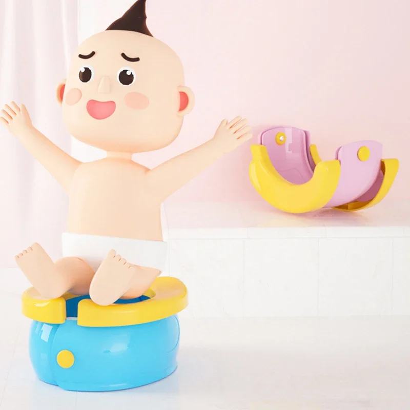 Children\'s toilet cartoon banana shape baby boy and girl toilet car folding portable toilet training toilet