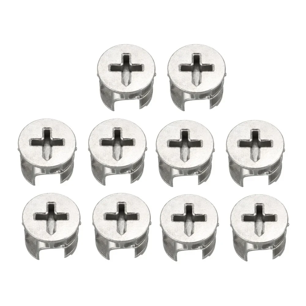 Uxcell New Hot 10pcs Furniture Side Connecting 15 x 12mm Cam Fitting Dowel Pre-inserted Nut Furniture Cam Lock Nut Fastener