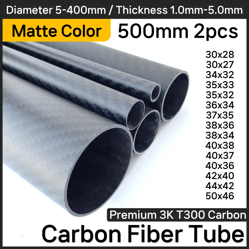 lot/2pcs 500mm Carbon Fiber Tube for RC Airplane Parts 30mm 34mm 36mm 38mm 40mm 42mm 50mm 80mm High Composite Hardness Material