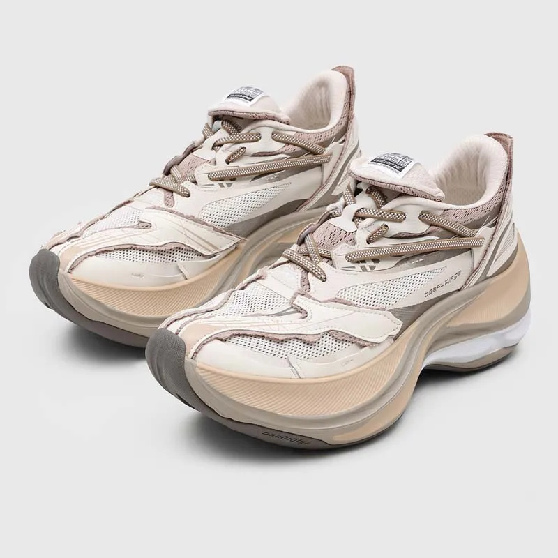 Men High Street Future Streamlined Casual Sports Shoe with Height Increasing Splicing Color Blocked Mesh Design for CouplesStyle