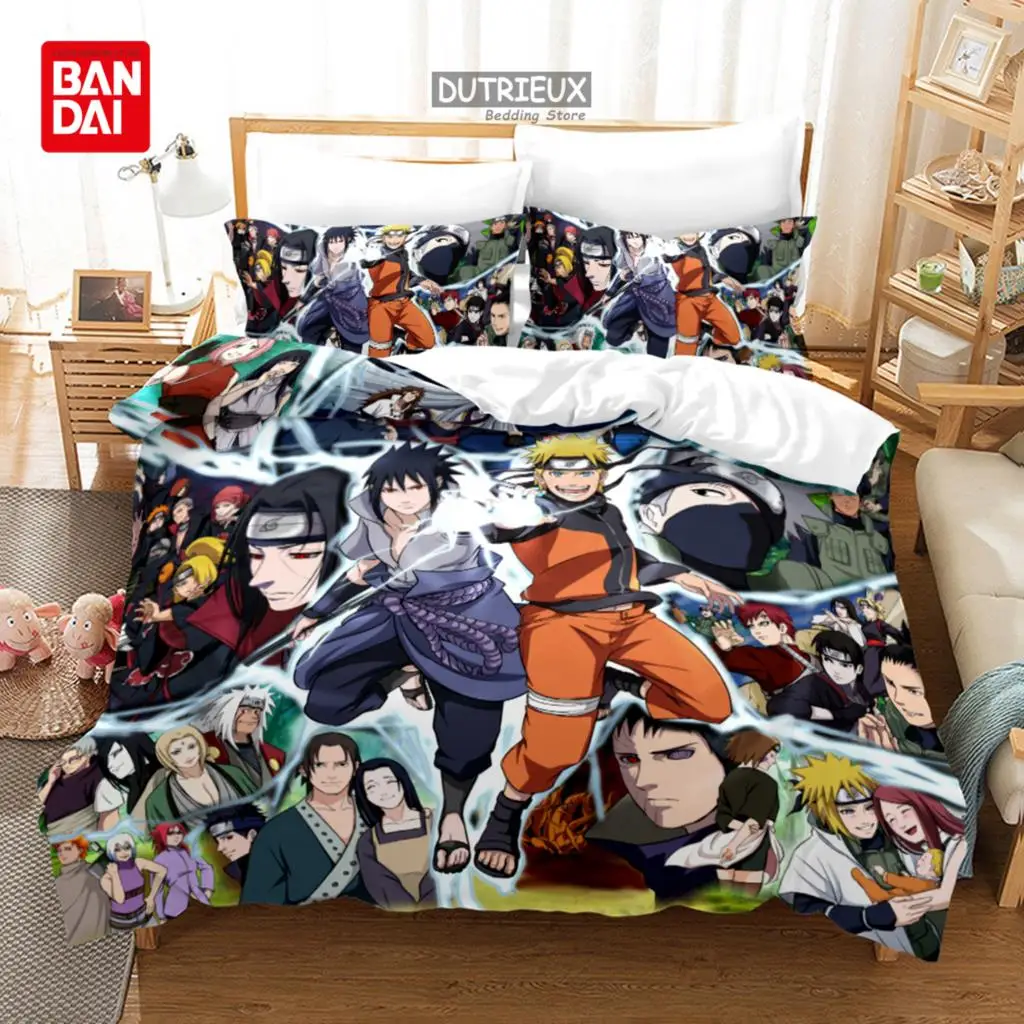 

Ninja Uzumaki Uchiha Naruto Bedding Set Anime Duvet Cover Quilt Cover Pillowcase Double Size Kids Bedroom Bed Linen Decoration