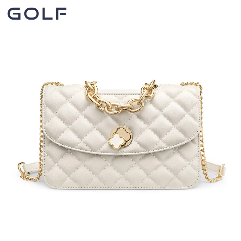 GOLF Bag 2023 New Autumn/Winter Women's Bag Genuine Leather Versatile One Shoulder Diamond Grid Chain Diagonal Straddle Bag