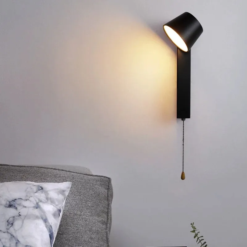Creative Pull Cord Wall Light Bedside Lamp Nordic Simple Living Room Bedroom Study Hallway Entrance Hotel Tea House Lamp