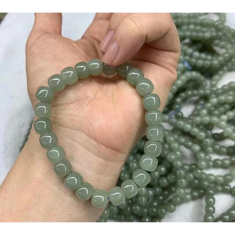 Hetian Jade Qinghai Material 7/8Mmdiy Small Accessories Three Beads Bracelet Wholesale