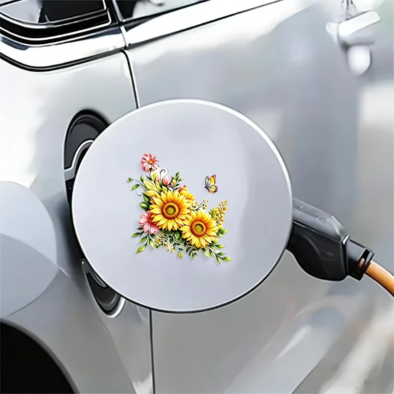 Sunflower Bouquet Butterfly Vinyl Sticker,Durable Decal For Car Laptop Truck Motorcycle Window Wall Glass Metal Ceramic Surfaces