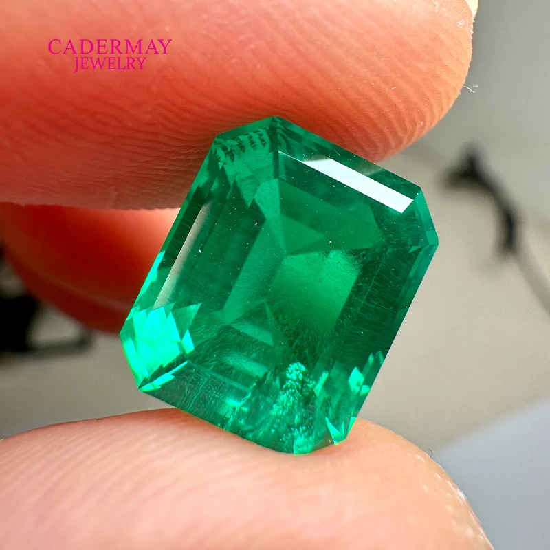 Cadermay Rectangle Emerlad Cut #1 Hydrothermal Lab Grown Colombian Green Emerald With Inculsions for Lab Emerald Jewelry Making