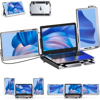 14inch FHD Triple Portable Monitor for Laptop Extender Display Dual Foldable Extended Display IPS Screen 1920x1080