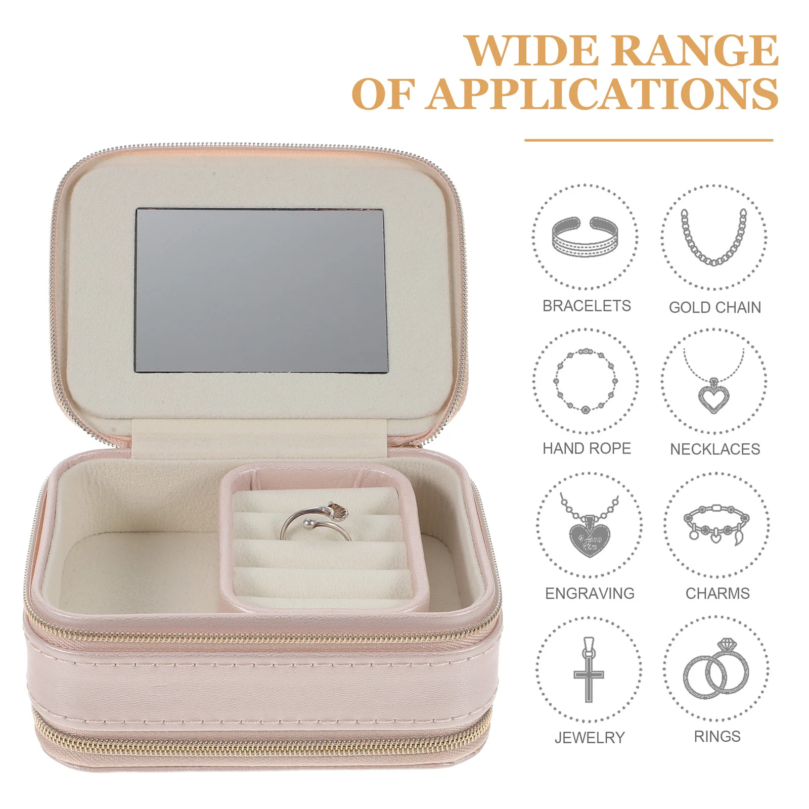 صندوق مجوهرات بطبقة مزدوجة، تصميم محمول، منظم سفر صغير للخواتم والقلائد والأقراط وحقيبة تخزين المجوهرات