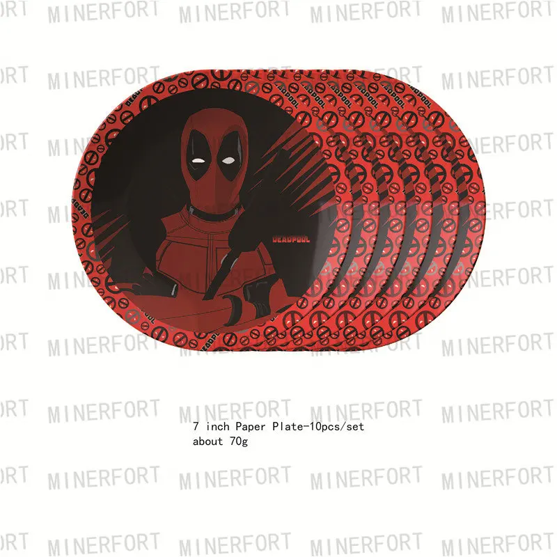 Superhero Deadpool Theme Cartoon Festival Celebration Party Suppiles Kids Happy Birthday Disposable Tableware Balloon Decorate