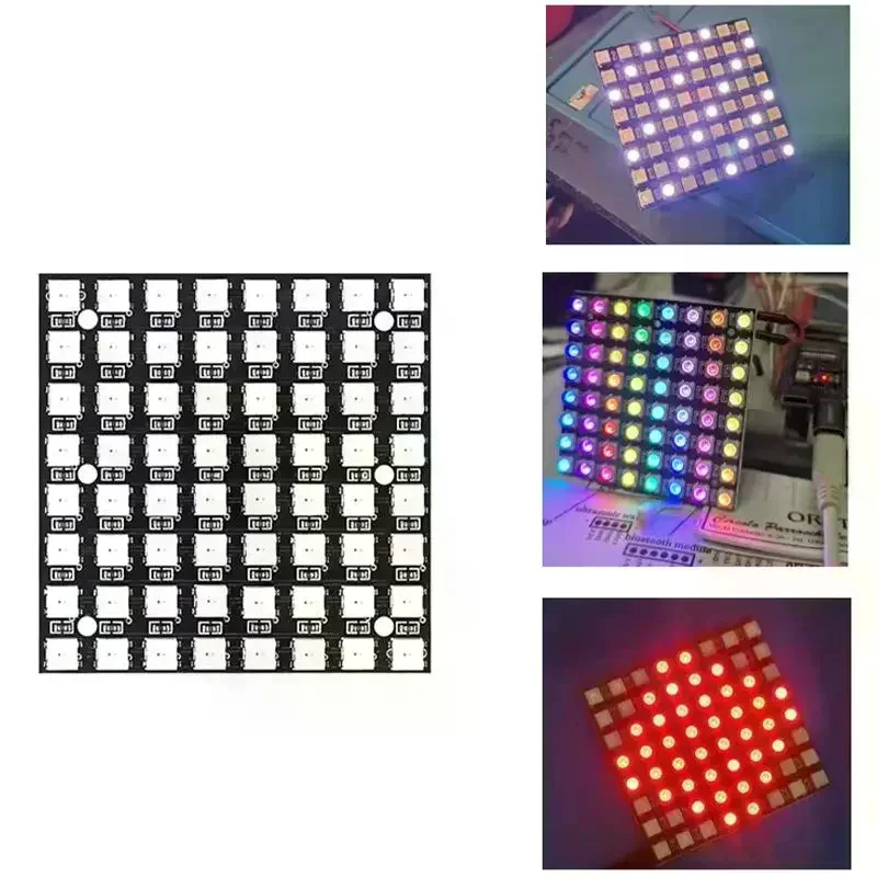 WS2812 LED 5050 RGB 8x8 64-bit: Dot Matrix Module Full-Color Driver Development Board