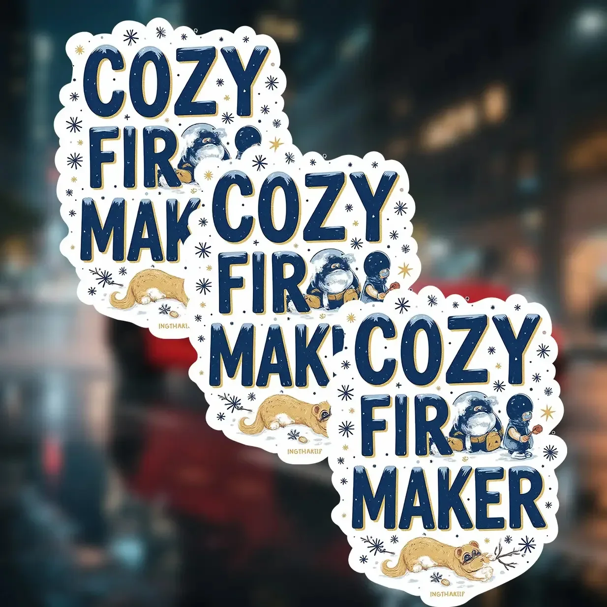 Adesivo in vinile a tema invernale Impermeabile per auto, moto, laptop, decorazione fai da te, cartone animato opaco, autoadesivo, durevole