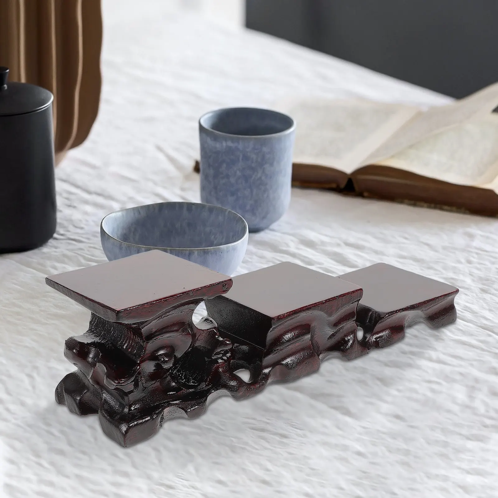 Exquisite Handcrafted Solid Wood Teapot Stand for Zisha Red Clay Teapots Bonsai Vase Display Pedestal Home Decor Chinese