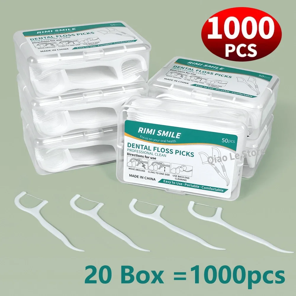 1-20Box Portable Disposable Dental Floss Plastic Toothpick High-tension Dental Floss Stick Dental Floss Box ﻿Oral Care 50pcs/Box