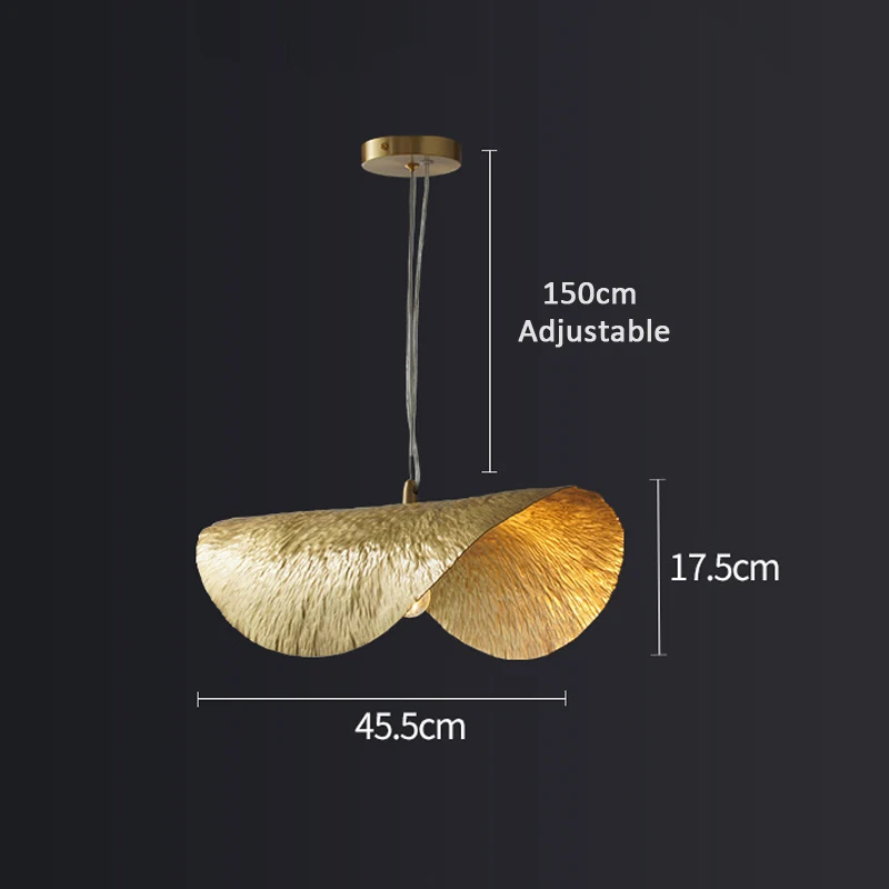 Lámparas colgantes de oro con sombrero de paja personalizado creativo del sudeste asiático, hoja de loto de cobre, barra Simple moderna nórdica, luminaria LED E14
