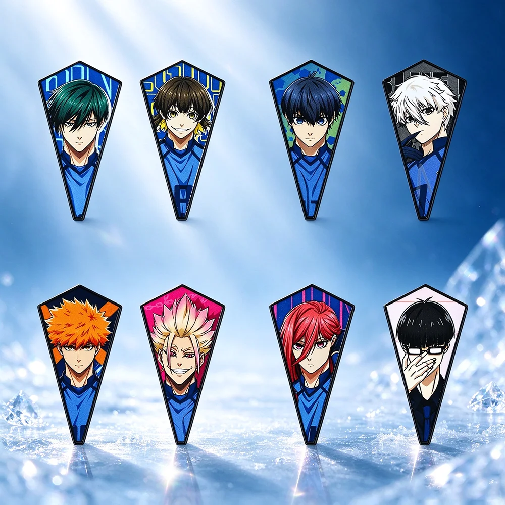 8Pcs Anime Soccer Themed Cool Boy Sport Character Lapel Brooches Colorful Printed Decorative Pins for Backpack Gift for Fans