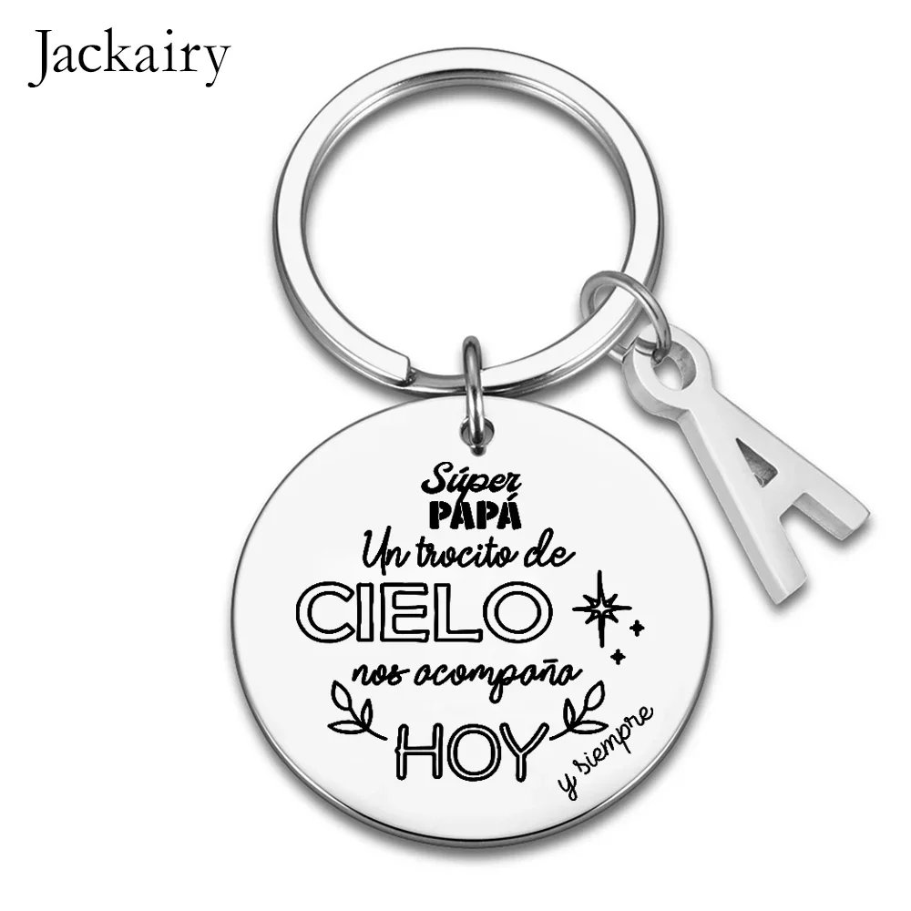 Spanish Súper Papá Gift Wedding Bouquet Keychain Un Trocito De Cielo Nos Acompana Hoy Pendant Necklace Wedding Gifts for Him Her