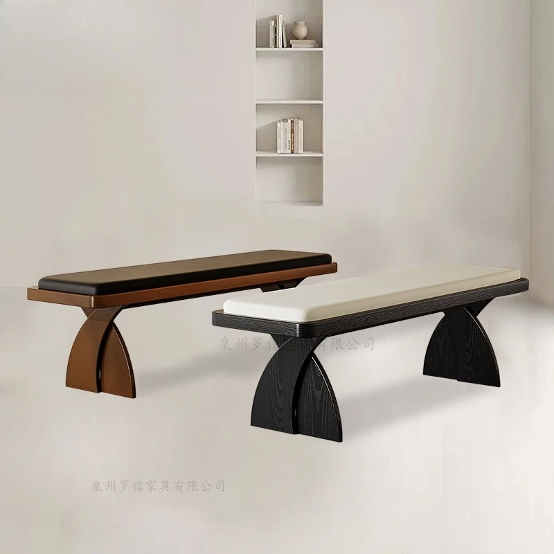 Nordic light luxury solid wood home shoe changing stool Italian minimalist bedroom