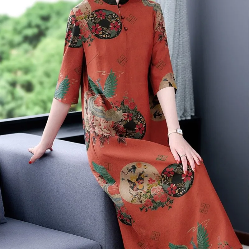 

Chinese Style Improved Cheongsam Dress Fashionable Retro Mother