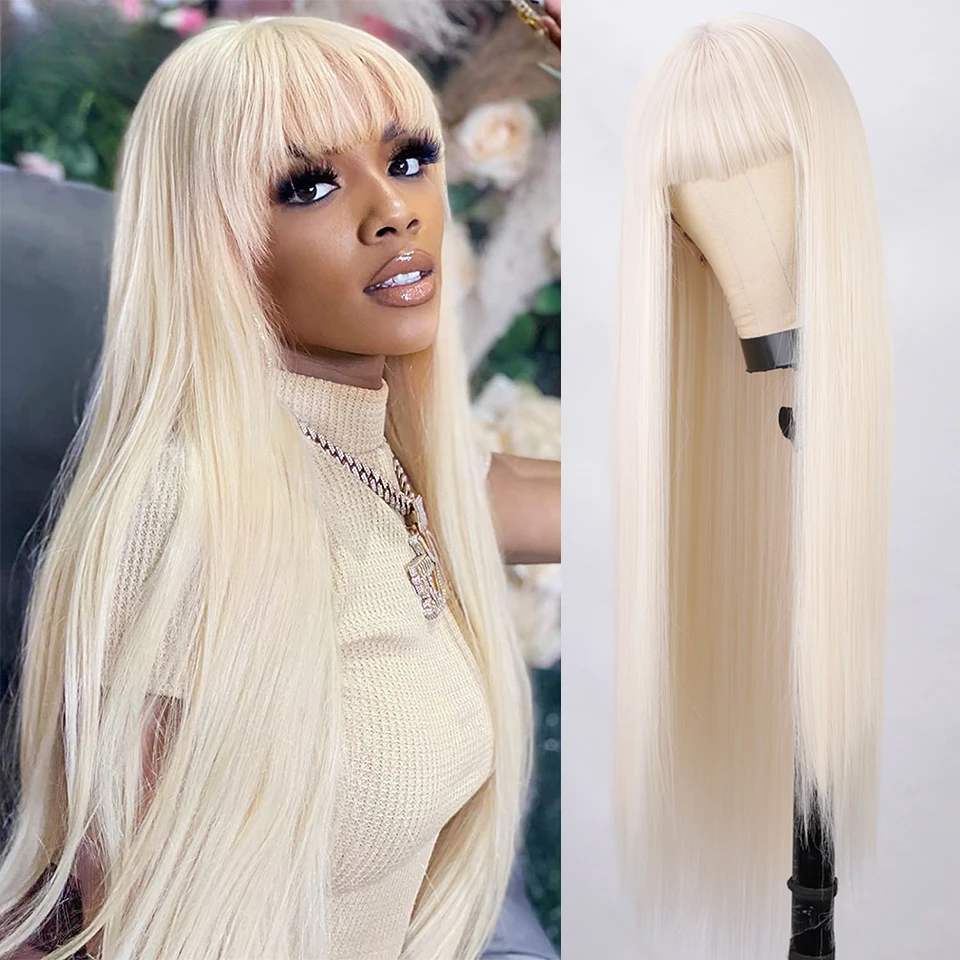 

Synthetic Blonde Long Straight Bangs White Black Women Red Pink Black Brown Daily Cosplay Wigs