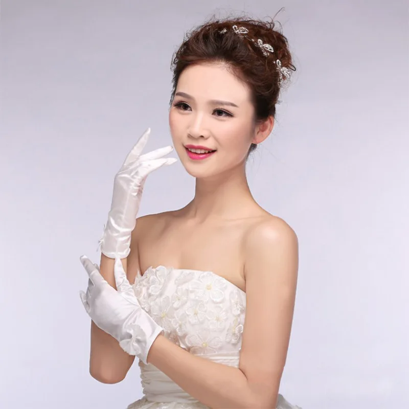 Wedding Gloves Short Full Finger Bride Driving Glove Sunscreen Female Summer Dress Gloves