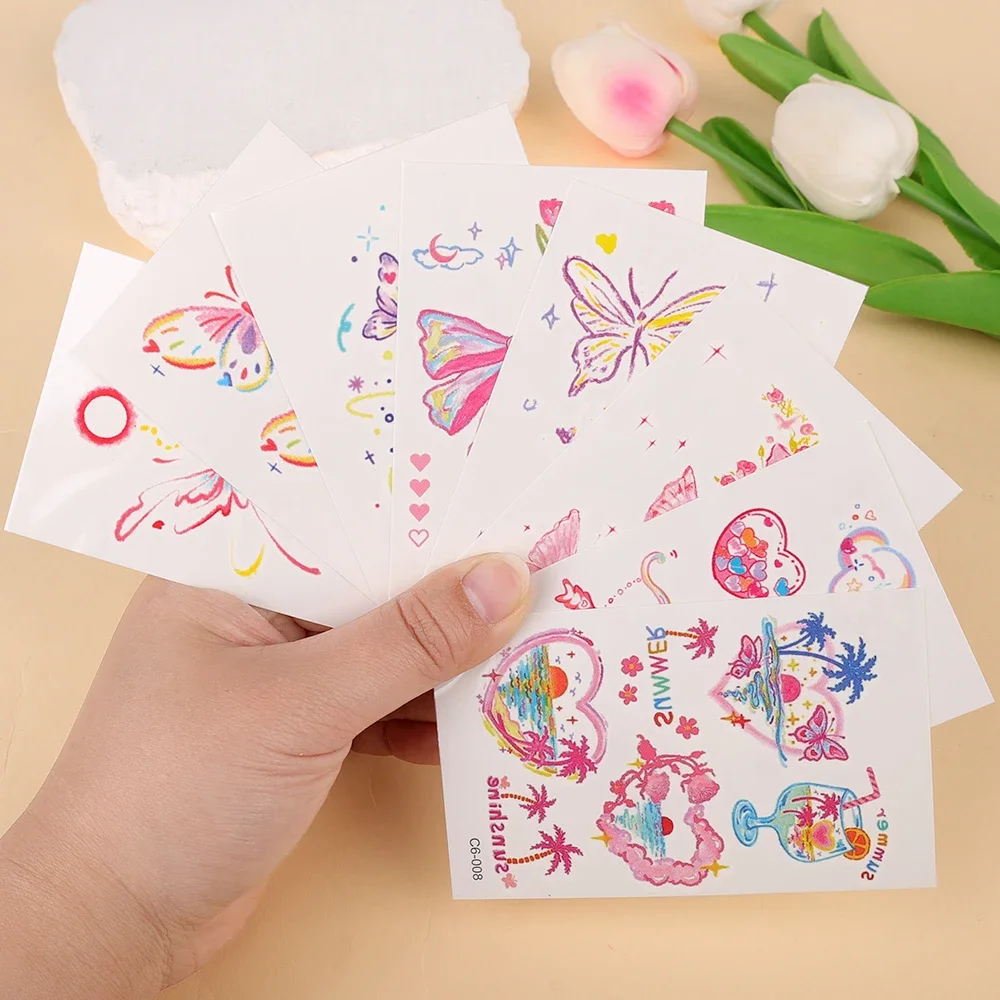 ملصقات وشم مؤقت على شكل فراشة ملونة ذاتية اللصق لتزيين فن الجسم مقاومة للماء للاستعمال مرة واحدة ملصقات وشم للمهرجانات