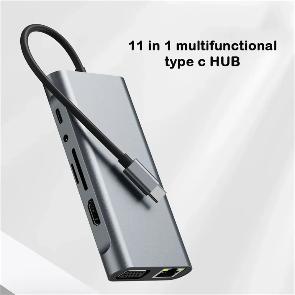 

11 in 1 USB Type C Hubs Splitter USB C Docking Station Type C to HDMI-Compatible Adapter