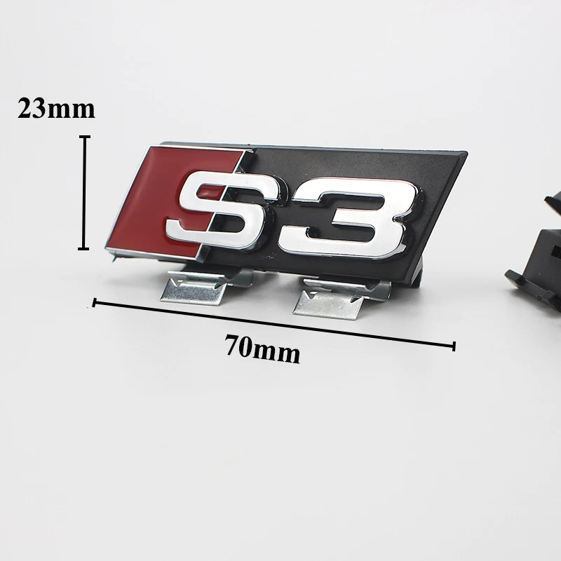 3D ABS Chrome Black Logo S3 S4 S5 S6 S7 S8 Emblem Car Front Grille Badge For Audi S3 S4 S5 S6 S7 S8 Accessories