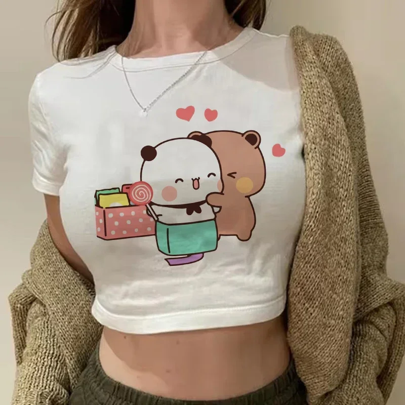 Cartoon Bubu Dudu Y2k Tee Shirt Mange Gothic Cropped Tshirt Women Funny Sexy Crop Tops 90s Graphic Vintage T-shirt Streetwear