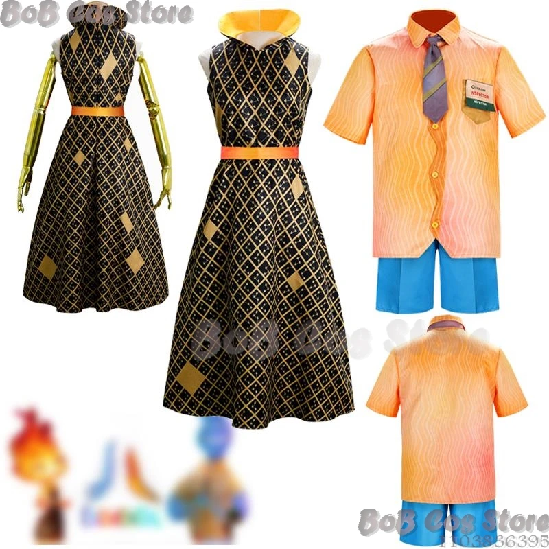 Ember Wade Fire Water Cosplay Costume Dress Shirt Pnat Child 110-150CM Adult S-2XL Christmas Halloween Party RolePlay Women Men